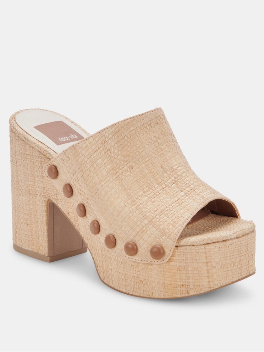 Dolce Vita Natural Raffia Tan Platform Mules